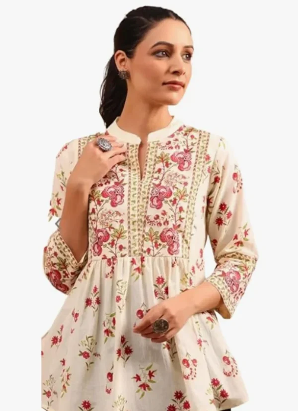 CLOTHI FAB Womens Cotton Printed Anarkali Short Top Kurti